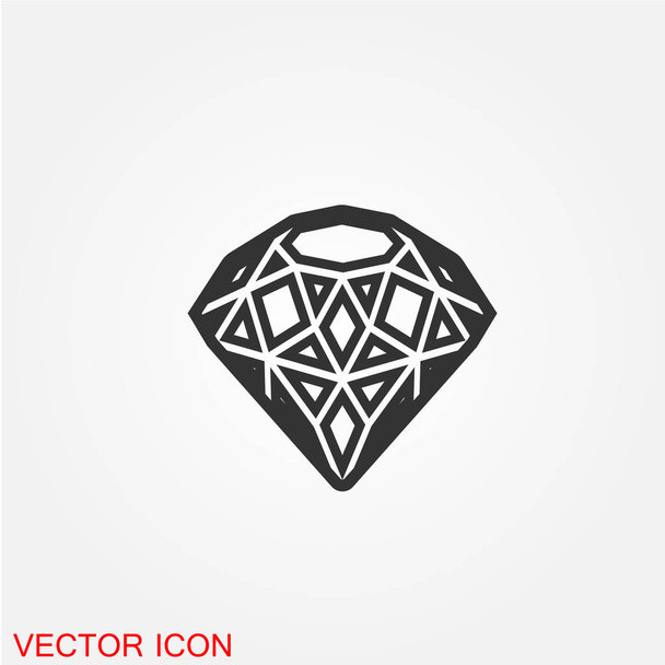 ダイヤモンド宝石フラット アイコン白背景, ベクトル, イラストに分離  - ベクター画像