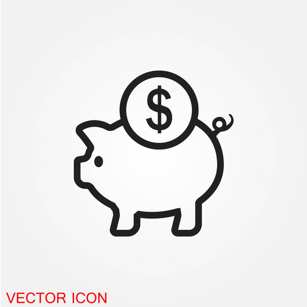 Piggy banco plana ícone isolado no fundo branco, vetor, ilustração
 - Vetor, Imagem