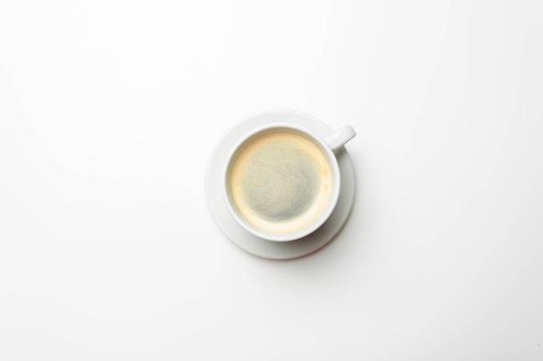 white cup of coffee isolated on the white background - Fotó, kép
