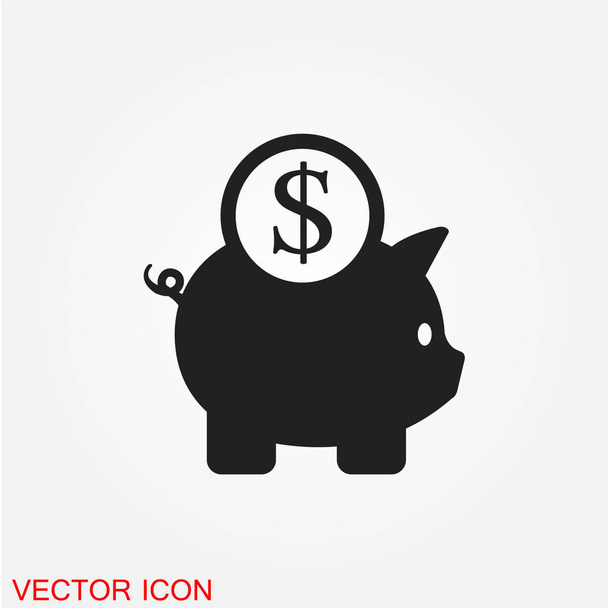 Piggy bank flat icon isolated on white background, vector, illustration - Vector, Image