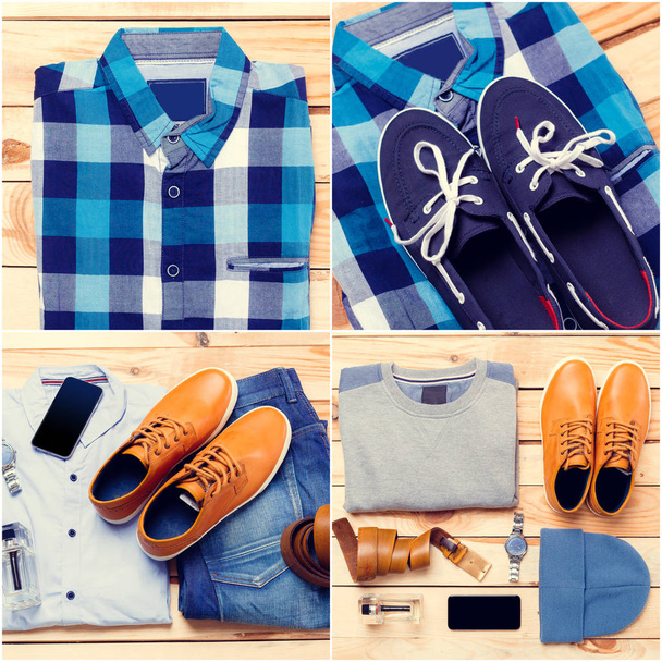 collage of men's clothing - Foto, afbeelding