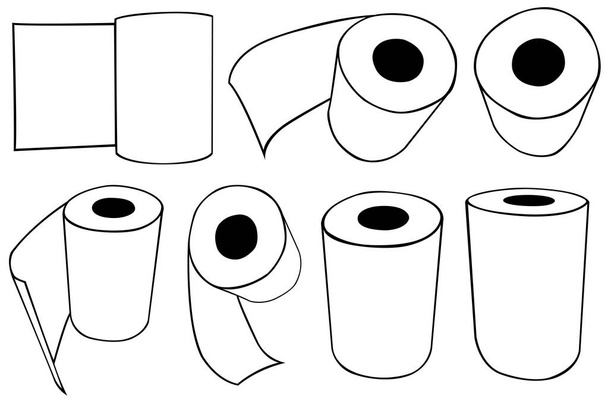 Rollen van papieren handdoeken geïsoleerd op wit  - Vector, afbeelding
