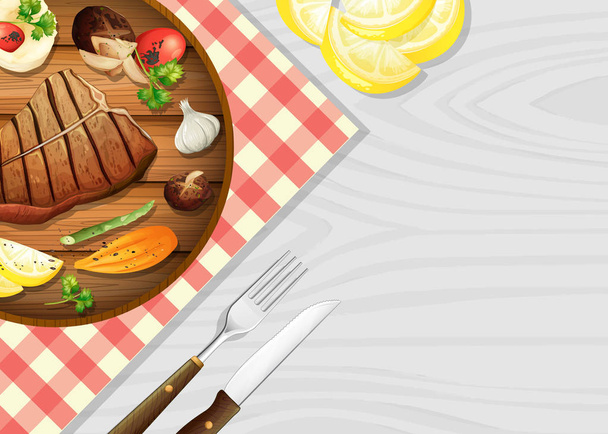 Delicioso bife na tabela ilustração
 - Vetor, Imagem