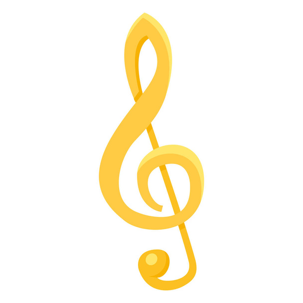 yellow treble clef symbol isolated on white background - Vector, imagen