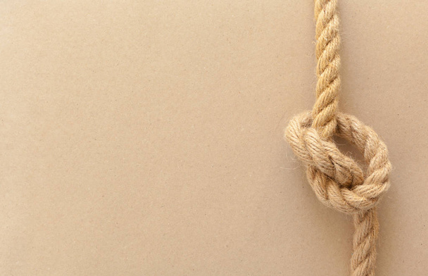 Ship rope with knot, close up - Foto, Imagen