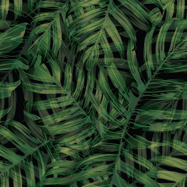 Palm Monstera Seamless Pattern.  - Διάνυσμα, εικόνα