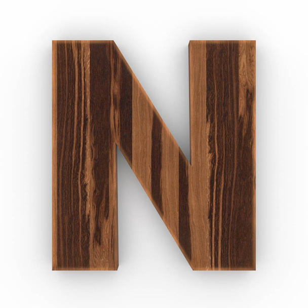 Wooden letter N isolated on white background - Foto, imagen