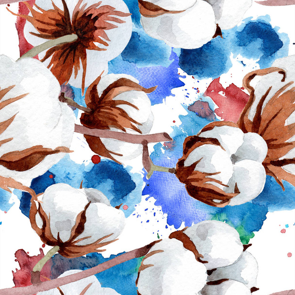 Soft white cotton. Seamless background pattern. Fabric wallpaper print texture. Aquarelle wildflower for background, texture, wrapper pattern, frame or border. - Photo, Image