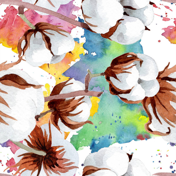 Soft white cotton. Seamless background pattern. Fabric wallpaper print texture. Aquarelle wildflower for background, texture, wrapper pattern, frame or border. - Foto, Bild