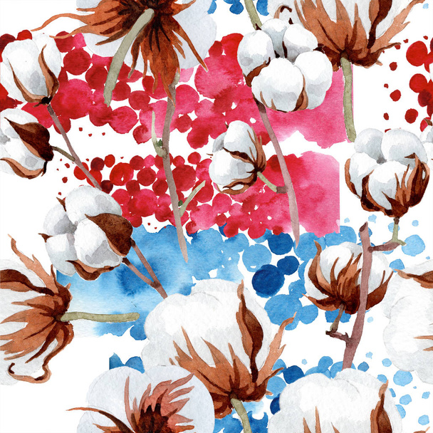 Soft white cotton. Seamless background pattern. Fabric wallpaper print texture. Aquarelle wildflower for background, texture, wrapper pattern, frame or border. - Valokuva, kuva