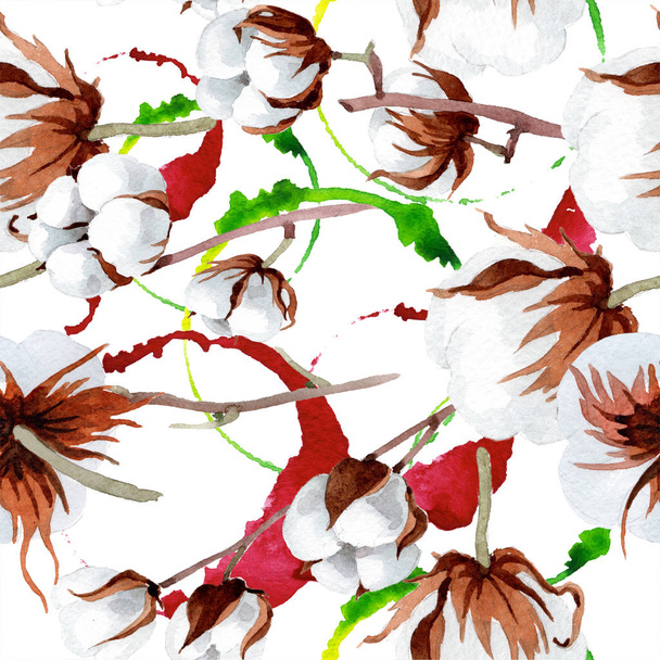 Soft white cotton. Seamless background pattern. Fabric wallpaper print texture. Aquarelle wildflower for background, texture, wrapper pattern, frame or border. - Photo, Image