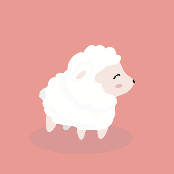 Cute sheep in flat style on pastel background. - Vektor, obrázek