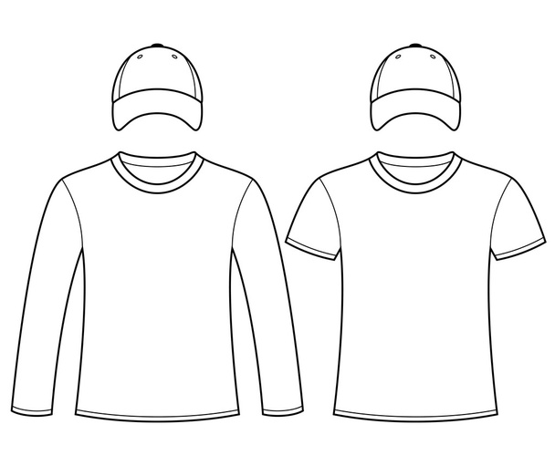 Blank t-shirts and caps template - Vector, Image