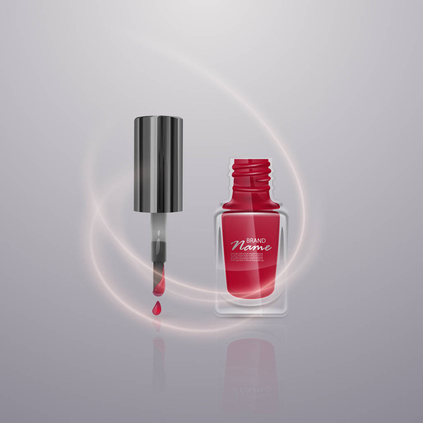 Red nail Polish on light background, vector illustration - Vector, Image
