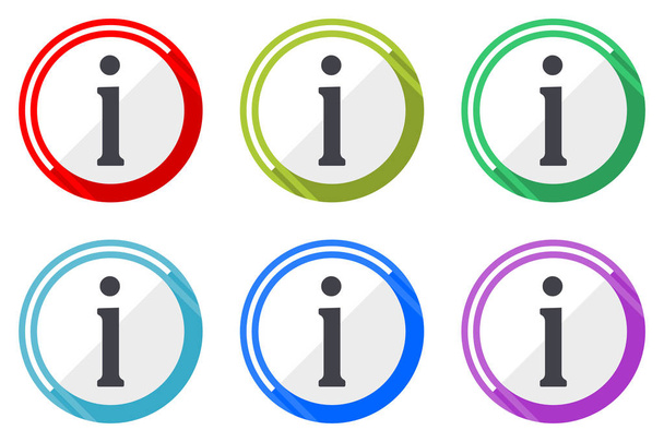 Informatie vector icons, set kleurrijke platte ontwerp internet symbolen op witte achtergrond - Vector, afbeelding