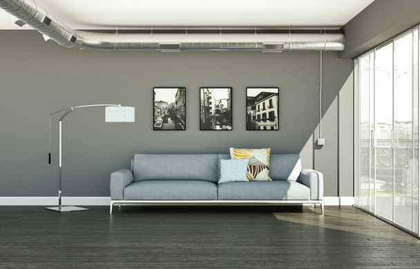Interieur design moderne lichte kamer met witte Bank - Foto, afbeelding