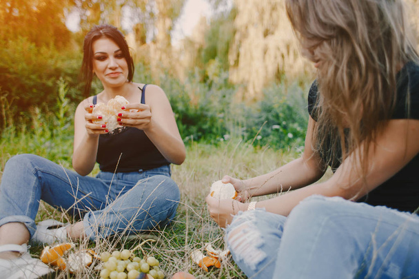 girls with fruits - Photo, Image
