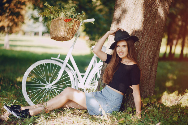Girl with a bike - Zdjęcie, obraz