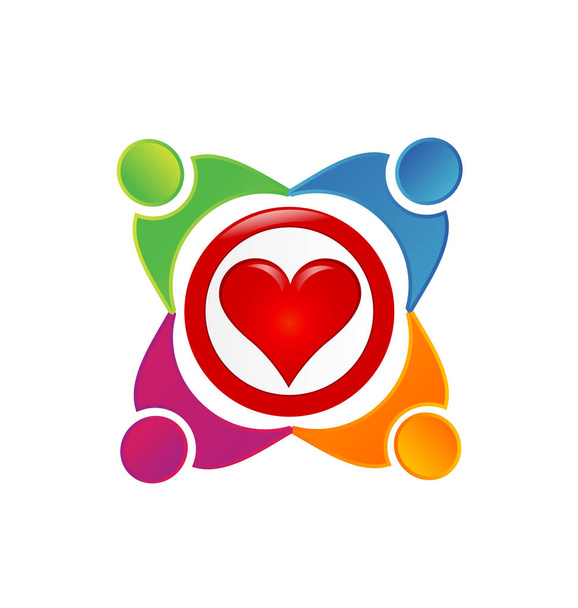 愛する人も、心のベクトルのロゴのチーム - ベクター画像