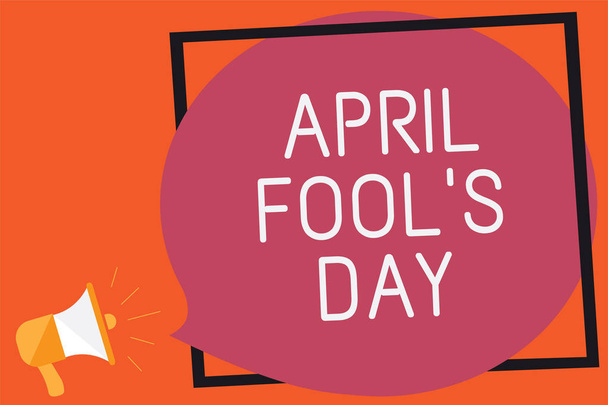 概念的な手書き表示 4 月 fool ' s 日です。ビジネス写真テキスト実用的なジョーク ユーモアいたずらお祝い面白い愚かな記憶メッセージ公表と思うアイデア脳を襲撃 - 写真・画像