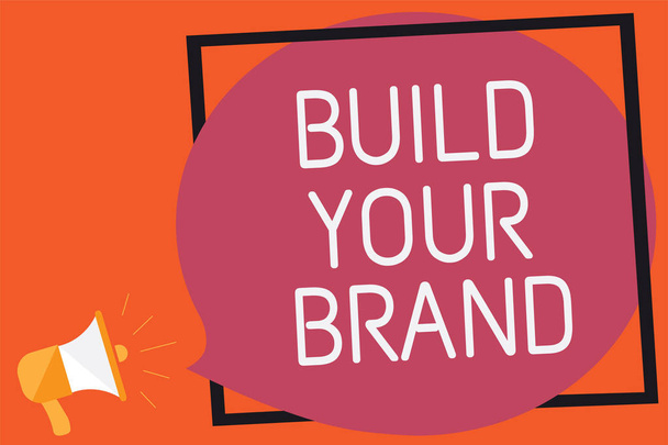 Conceptual hand writing showing Build Your Brand. Business photo text Make a commercial identity Marketing Advertisement Remember message public announcement think idea brain storming - Photo, Image