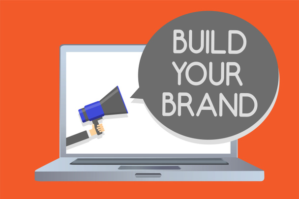 Build Your marka gösterilen Not yazma. İş fotoğraf vitrine yapmak duyuru ilan bir ticari kimlik pazarlama reklam ağ iletisi sosyal medya sorunu genel hoparlör - Fotoğraf, Görsel