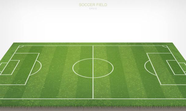 Soccer football field on white background. With perspective views pattern and texture of green grass field. Vector illustration. - Vetor, Imagem