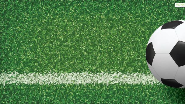 Fußball-Ball in Fußballfeld Muster und Textur Hintergrund. Vektorillustration. - Vektor, Bild