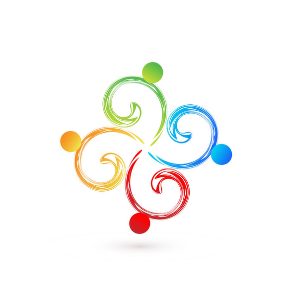 Teamwork colorful swirly people icon vector design illustration - Vector, Image