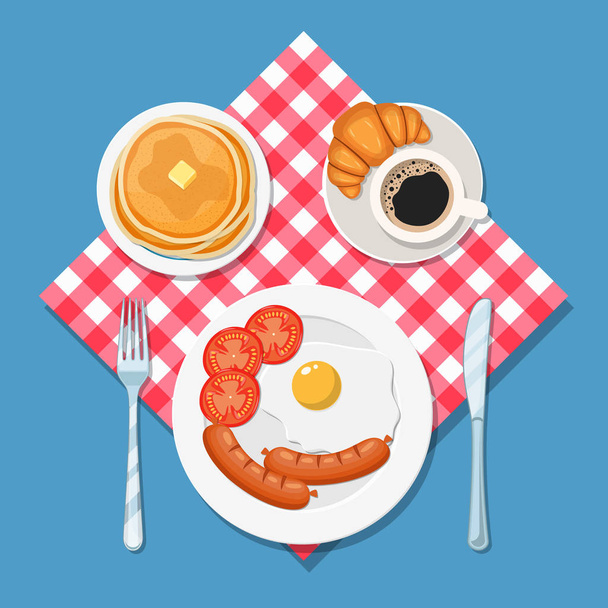 appetitlich leckeres Frühstück mit Kaffee, - Vektor, Bild