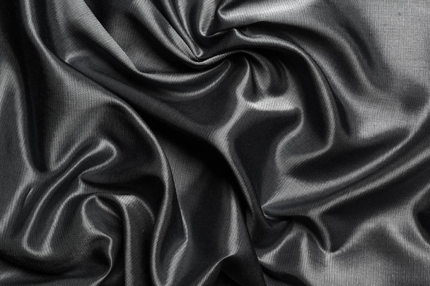textured black silk fabric as background - Valokuva, kuva