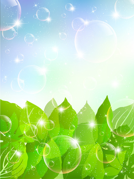 Bubbles background plant leaves - Vector, Image