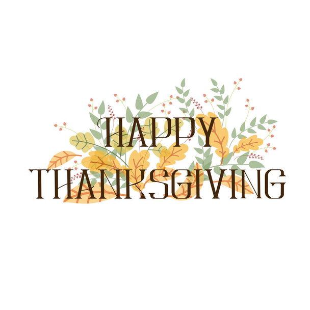 Hand getekend Happy Thanksgiving belettering typografie poster. - Vector, afbeelding