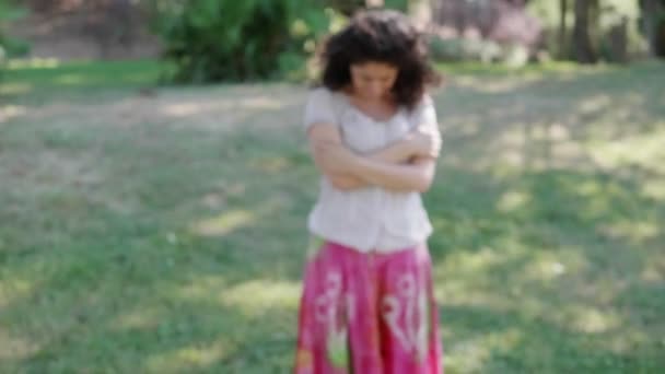 sad and depressed young woman crying at the park - Filmagem, Vídeo