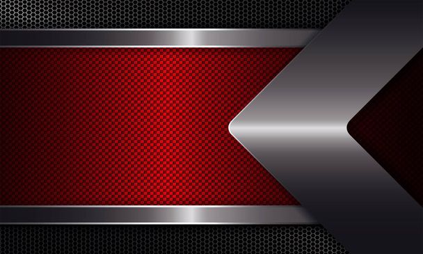 geometrischer Hintergrund mit rotem Rahmen, einem glänzenden Rand, mit einem Pfeil in metallischem Farbton. - Vektor, Bild
