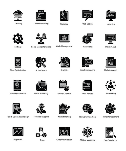 Collection d'icônes vectorielles Web et Seo Glyph
 - Vecteur, image