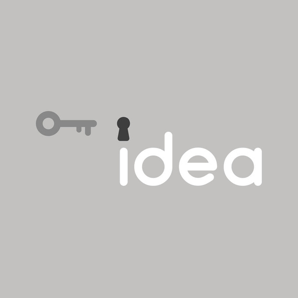 Icono de vector plano concepto de palabra idea con ojo de cerradura y llave sobre fondo gris
. - Vector, imagen