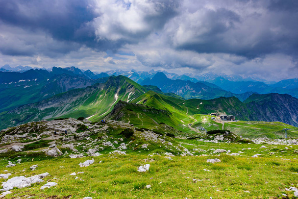 Panorama View from Nebelhorn Mountain and landscape scenery of alps in Bavaria, Germany - Fotó, kép