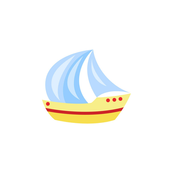 Vector cartoon travelling sailboat, sailing yacht - Vector, Image