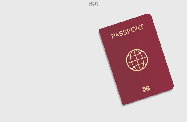 Red passport on white background. Vector illustration. - Vector, Image