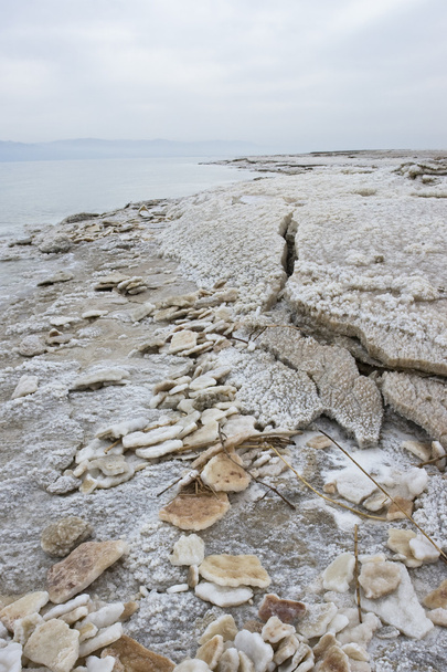 Mineral sediments made of salt, rocks and water at the lowest point on earth, Dead Sea - Фото, зображення