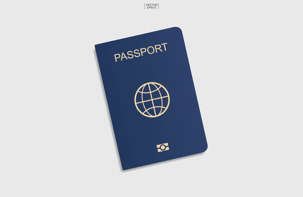 白い背景の青いパスポート背景。ベクトル図. - ベクター画像