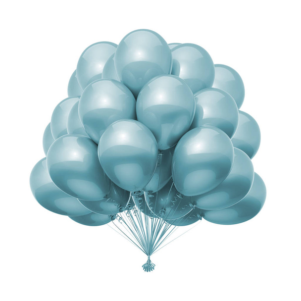 bunch of party balloons. birthday celebrate decoration. greeting card design element. 3d illustration - Φωτογραφία, εικόνα