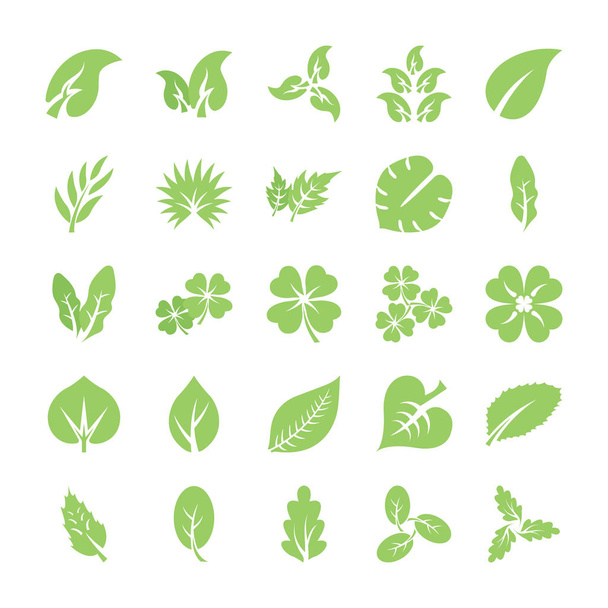 Leaf Flat Icon Set  - Vektor, Bild