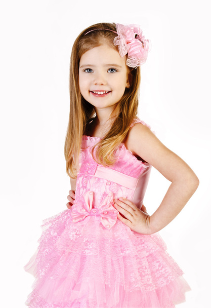 Portrait of cute smiling little girl in princess dress - Foto, Imagem