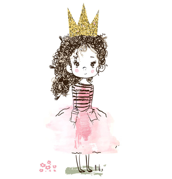 Kis aranyos hercegnő - Vektor, kép