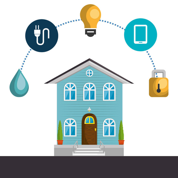smart house with set services icons - Vector, Image
