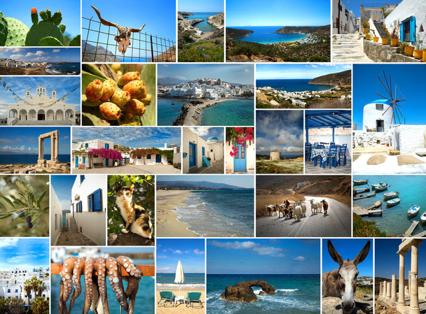 Collage d'images de lieux célèbres dans les cyclades, Grèce
 - Photo, image