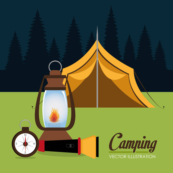 camping zone with tent scene - Vector, Image