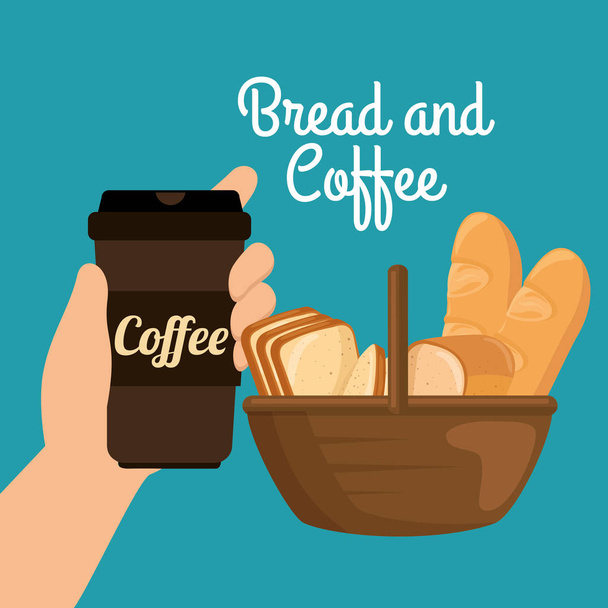 délicieux pains et étiquette de café
 - Vecteur, image